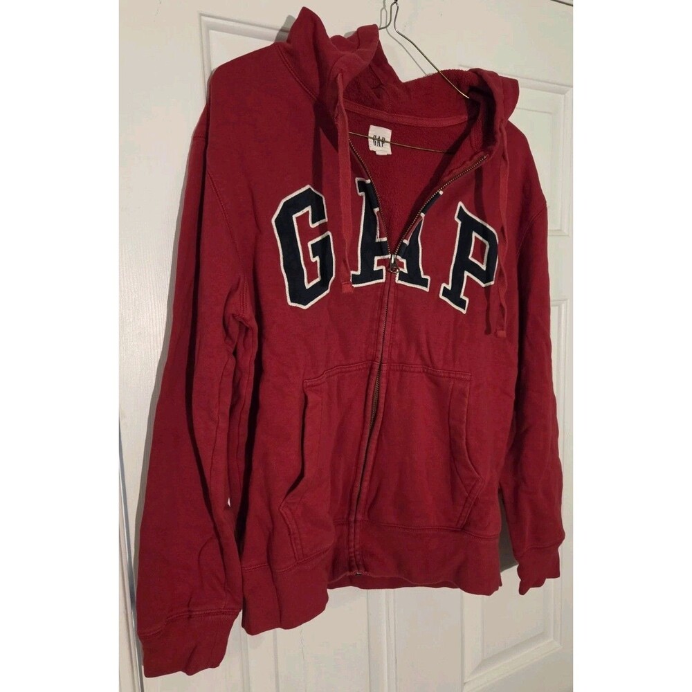 Small Red GAP Hoodie Sweatshirt Zipper Pockets Size S Adult Long Sleeves